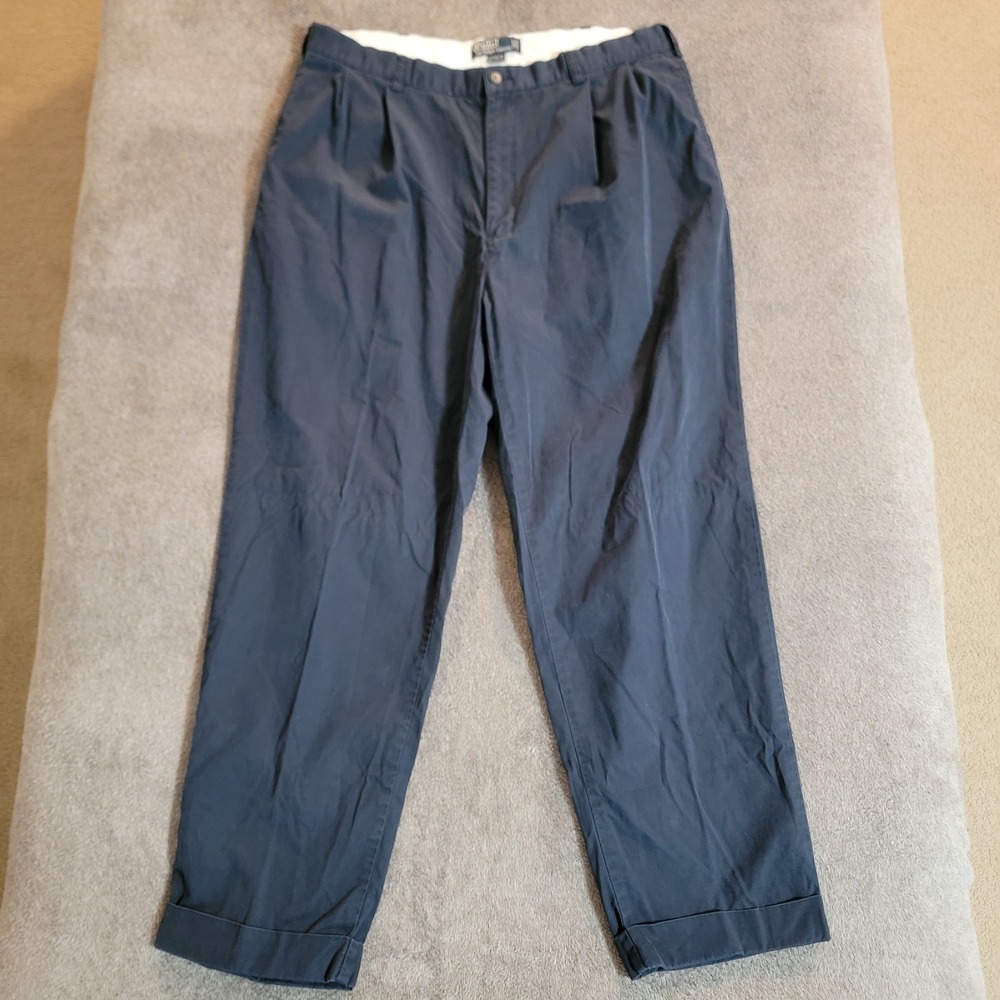 Vintage Polo Ralph Lauren Hammond Pant Men's 38x30 Navy Blue Pleated Cuffed